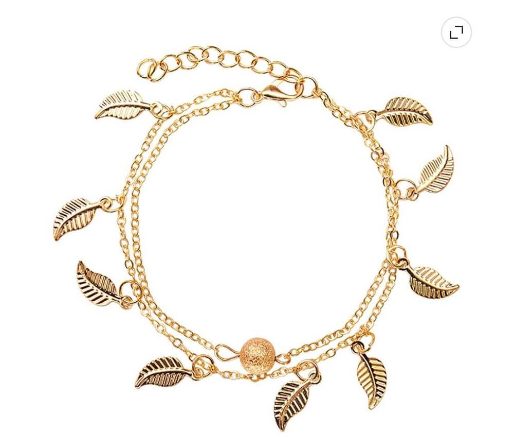 Two Layer Leaf Charm Anklet